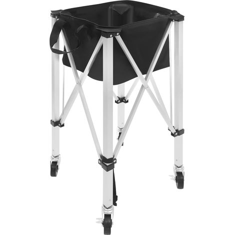Entonnoir de balle de tennis portable noir pliable avec roues capacité de 150 à 170 balles pour clubs de tennis, écoles, parcs et maison 40 x 40 x 90 cm (1/5)