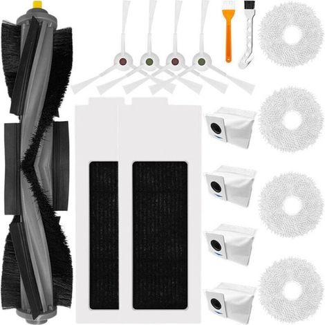 Accessories for the Ecovacs Deebot T20 Omni / T20 e Omni vacuum cleaner: 1 main brush, 4 side brushes, 4 mopping pads, 2 filters, 4 bags, 2 cleaning brushes--DTEKGAZ