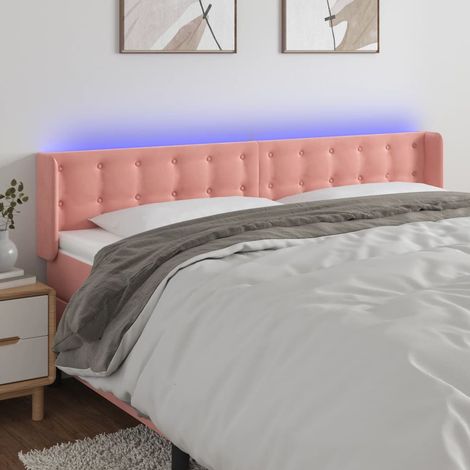 Tête de lit à LED,Panneau de lit,Pour Lit adulte,Décoration murale Rose 183x16x78/88 cm Velours XZZ726141 (1/5)