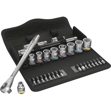 Wera 8100 SB 10 Zyklop Metal-Knarrensatz, Durchsteckvierkant, 3/8-Antrieb, zöllig, 29-tlg.