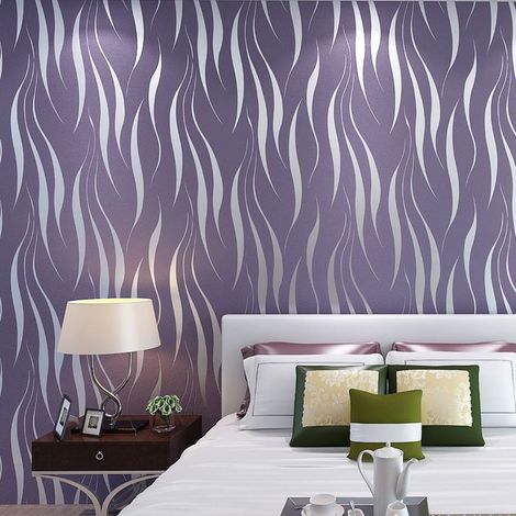 Papier Peint Moderne 3D - FOLAYA - Violet - Blanc - Papier - Géométrique (1/4)
