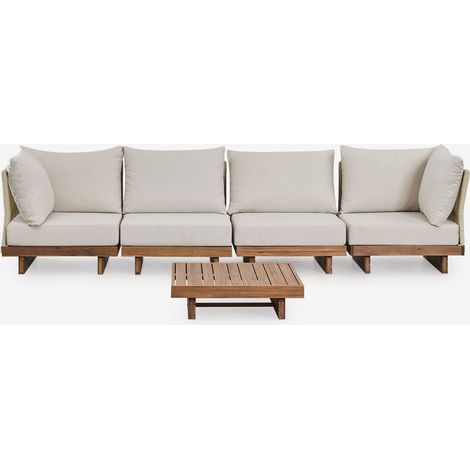 Ensemble de canapé modulaire Dailin 4 pièces avec 2 fauteuils d'angle et table basse en bois d'acacia SKLUM (1/5)