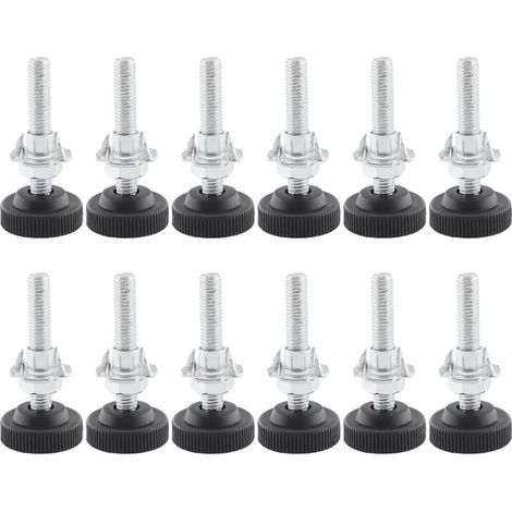 CCYKXA 12 Pcs M8 Adjustable Leg, Adjustable Furniture Leg, Adjustable Furniture Leg, Adjustable Table Leg M8 X 50mm with Locknut, Four-jaw Nut and Metal Drill Bit