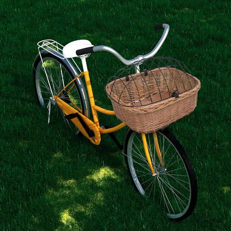 170902 vidaXL Bike Front Basket with Cover 50x45x35 cm Natural Willow (1/5)