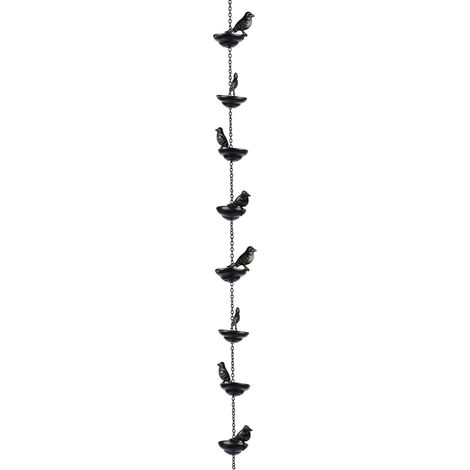 1 pièce chaînes de Pluie de gouttière Oiseaux Mobiles sur Tasses Jeux de Pluie avec Cintre attaché et chaîne de Suspension extérieure décorative pour Oiseaux (1/5)