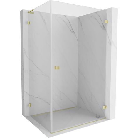 Mexen Lunar-B L cabina de ducha abatible derecha 100 x 90 cm, transparente, dorado cepillado - 832L-100-090-55-00-P (1/5)