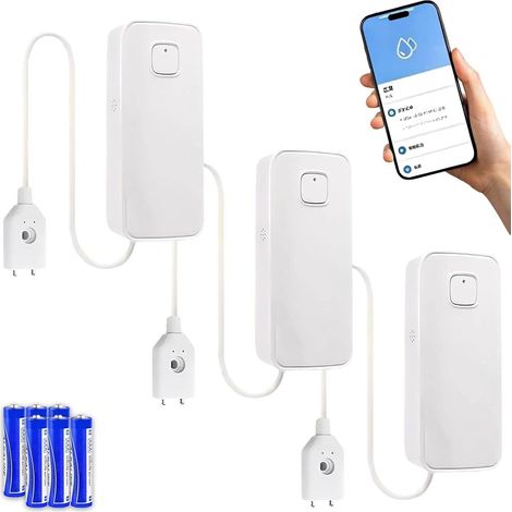 Détecteur de Fuites d'eau WiFi, Alarme 80 DB, Alarme pour Pompe de Relevage, Activation des Alertes par SMS et Appel, Surveillance à Distance Gratuite Via l'Application TUYA