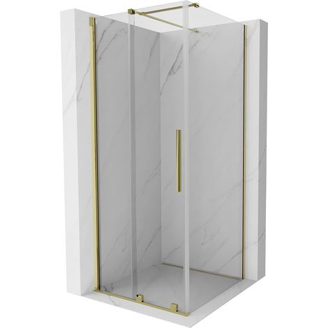 Cabine de douche coulissante Mexen Velar 100 x 100 cm, transparent, or - 871-100-100-01-50 (1/5)