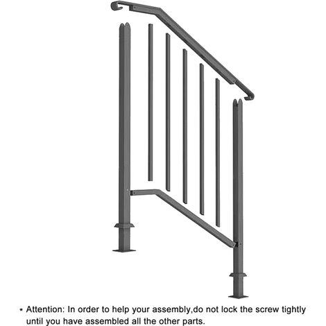 Artisasset Matte Black Outdoor Iron Handrail for 2-Step Stairs - Durable and Stylish Safety Solution
