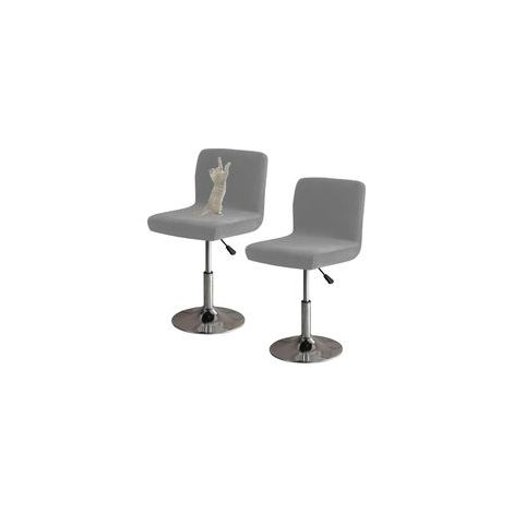 Ensemble de Housses de Tabouret de Bar en Velours, Housses de Chaise de Tabouret de Bar Souples Anti-Griffes de Chat avec Dossier, Housse de Chaise de pub Universelle Lavable (Gris foncé, 2 (1/5)