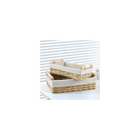 Lot de 2 Paniers Rangement Osier Rectangulaire, Corbeille à Pain Tressée Panier Tressé avec Doublure en Lin Panier à Pain Panier Tressé en Osier Bohème pour Salon, Salle de Bain, Cuisine