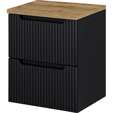 Waschtischunterschrank Skelbolu 50x60x40 cm Schwarz/Eiche [en.casa]