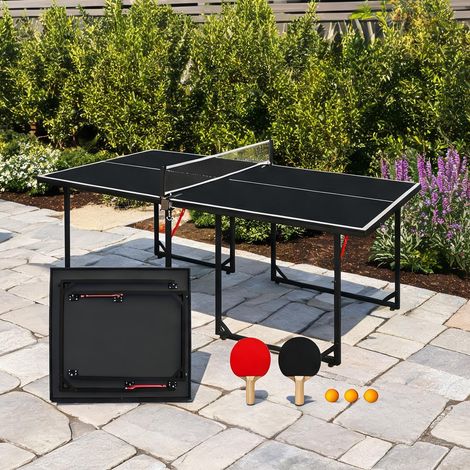 Table de ping-pong coloris noir en mDF acier 182 x 91 x 76 cm (1/5)