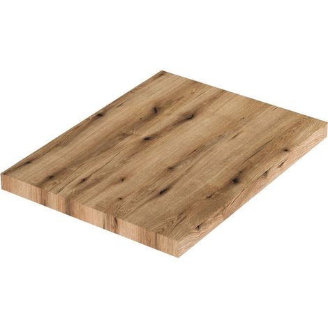 Kiamami Valentina – Plan de toilette mural 60 cm – Bois plaqué chêne naturel – Largeur 60 cm – Profondeur 46 cm – Pour lavabo de salle de bains