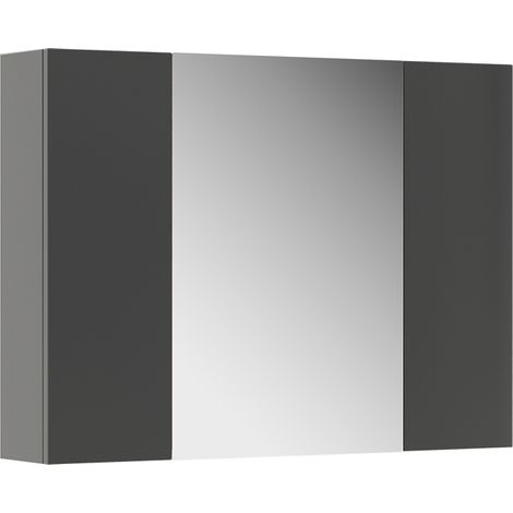 Badspiegelschrank Leopold, Anthrazit, 80 x 59.2 cm mit Regalen, Vicco