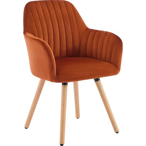 Sedia con braccioli in Velluto e Metallo effetto Legno Terracotta - ELEANA (1/5)