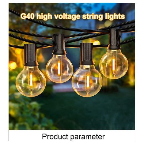 Guirlande Lumineuse Exterieure Solaire, 7.62M Blanc Chaud Guirlande Solaire Exterieur Avec 25+1 G40 Incassable Ampoule, Étanche Guirlande Guinguette Solaire Pour Jardin Fête Balcon (1/5)