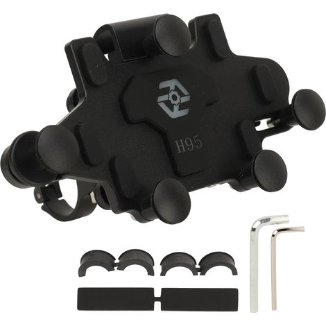 Support téléphone moto 540° réglable, support guidon vélo aluminium noir, porte-smartphone robuste (1/5)