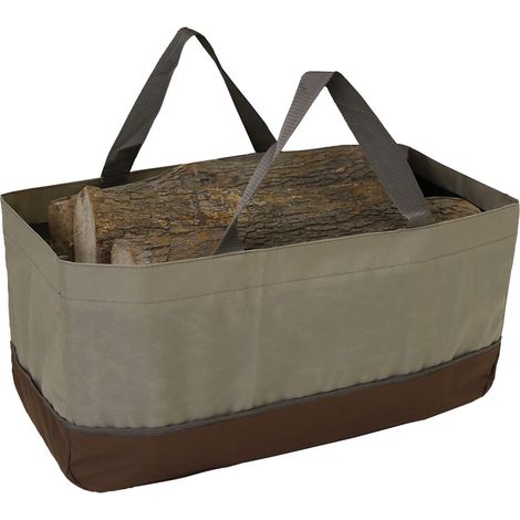 Porte-bûches de bois de chauffage Grand sac de bois de chauffage Toile de cire Porte-bûches Fourre-tout Haute capacité Durable Sac de support de bois de chauffage Accessoires de cheminée (1/5)