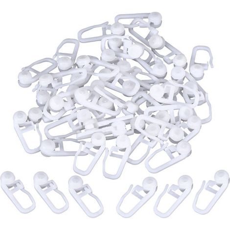 Clips rideau roulant plastique - 50 pièces - Blanc - Convient pour rideaux de type voie Étiquette (1/5)
