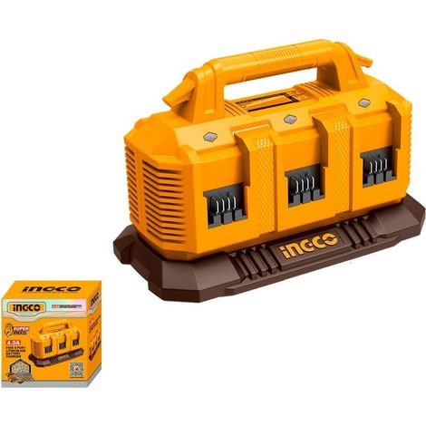 CARICABATTERIE RAPIDO DOPPIO 20V 6 POSTI - BATTERIA LITIO - INGCO FCLI2064 (1/5)