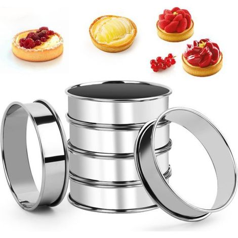 6 Pcs Cercle Patisserie, Cercle Tartelette,Rond Moules à Gâteaux,Cercles à Pâtisseries,Moules à Pâtisserie,pour Muffins Tartes (1/5)