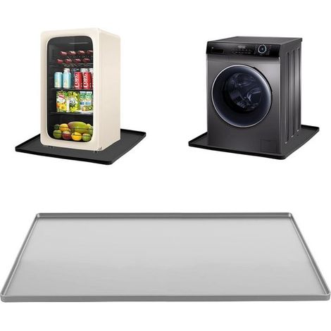 Bac de récupération étanche en silicone - réfrigérateur et climatiseur. Dimensions : 60 x 65 cm. Empêche les fuites et protège les sols. Gris - sèche-linge (1/5)