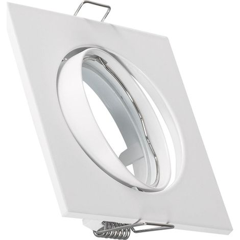 Aro Downlight Cuadrado Basculante para Bombilla LED GU10 / GU5.3 Corte Ø 72 mm Blanco