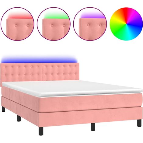Maison Exclusive - Boxspringbett mit Matratze & LED Rosa 140x200 (1/5)