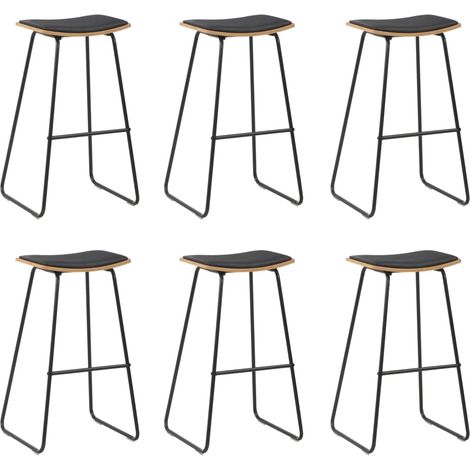 Tabourets de bar lot de 6 noir similicuir
