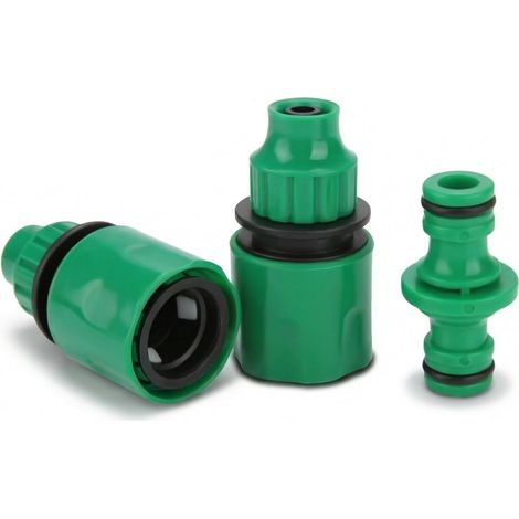 Extension Rapide du Tuyau, 3 Pièces 3/8 ' Connecter L'extrmit Lot de 2 Raccords Tuyau et 1 Raccord pour Rallonge Kit Réparation d'arrosage - (1/5)