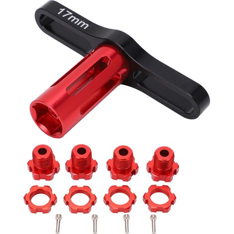 x 17 mm gerändelte Sechskantmuttern für Traxxas 5353X EREVO Summit 1/10 RC-Car-Radnaben (Rot) (1/5)