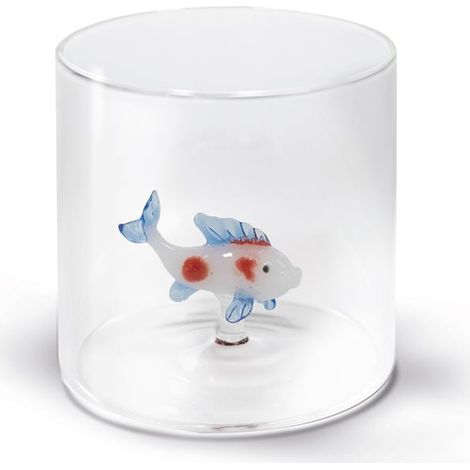 WD LifeStyle Bicchiere Vetro Borosilicato Cc 250 ml Decoro Carpa