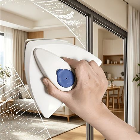BelleRise - Outil de nettoyage de vitres magnétique double face (1 unité) avec deux réservoirs d'eau – Nettoyeur de vitres multi-surfaces en ABS (1/5)