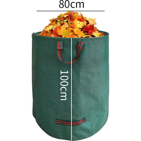 Sac de jardin autoportant 80x100 cm, Sac à feuilles mortes en PP 150g, Sac à déchets verts réutilisable avec poignées renforcées et cordon de serrage, pour feuilles, tontes et débris de jardin (1/4)