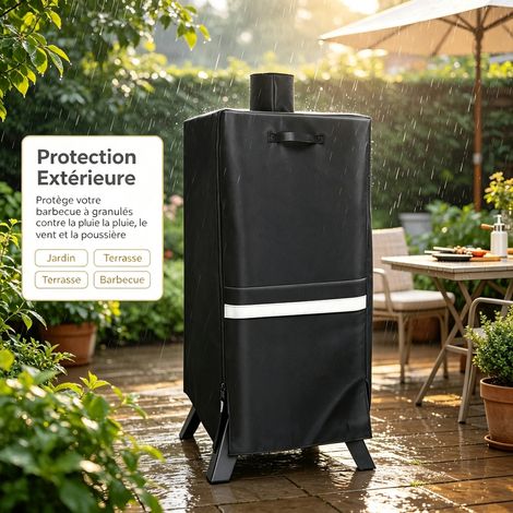 Housse de Barbecue Lourde 600D Noir 66 x 66 x 119 cm - Couverture Anti-Vent Impermeable (1/4)
