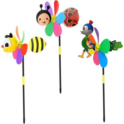 pièces moulinets pour Cour et Jardin, Dessin animé Mignon 3D coloré sur Le thème des Animaux moulinets decoratifs Amusants Jouets pour Enfants pour fête de Mariage en Plein air
