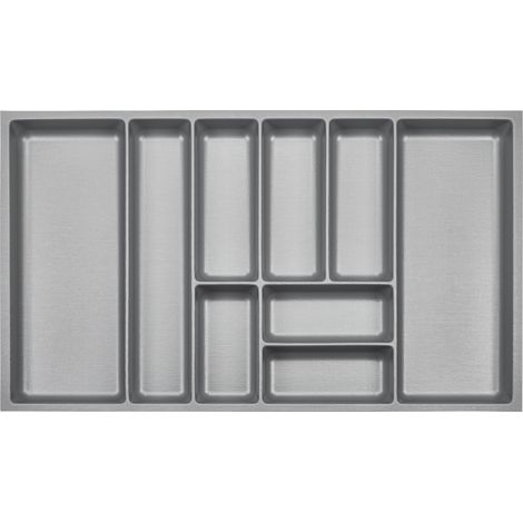 ORGA-BOX 3 Besteckeinsätze Tiefe 473 mm silbergrau Schubladeneinsätze Breite 791 mm für Schubladen 900 mm