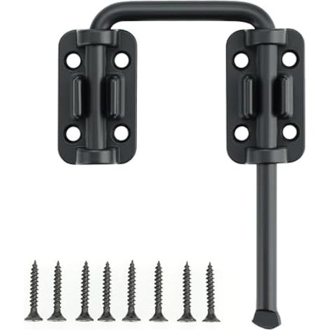 Boulons de verrouillage de porte noirs, loquet de porte à 90°, en acier inoxydable, boucle de verrouillage de porte coulissante pour jardin, salle de bain, garage, fenêtre, porte coulissante de (1/5)