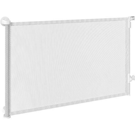 Barrière extensible animaux 0-140cm ouverture une main, pour escalier et porte, blanche