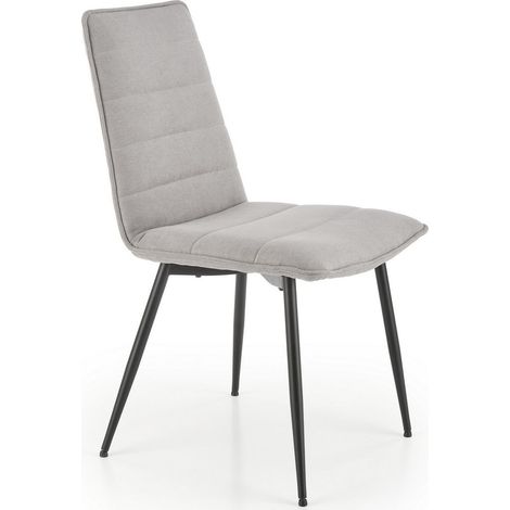 Chaise design en tissu gris avec pieds en métal noir Assia (1/5)
