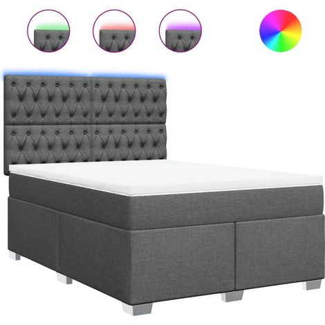 Maison Exclusive - Sommier à lattes de lit avec matelas Gris foncé 140x190cm Tissu (1/5)