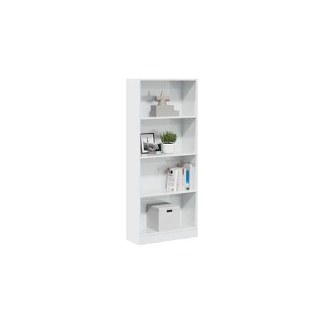 Bibliothèque en bois 4 niveaux L60xH143xP24 - Collection Klazik-Blanc brillant (1/5)