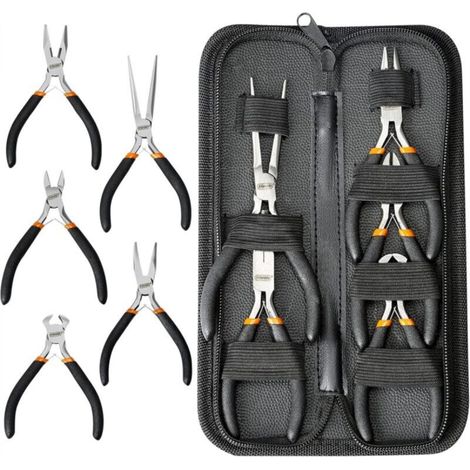Pliers, long needle point, curved nose with pliers, end cutter, bevel cutter, pliers set (1/5)