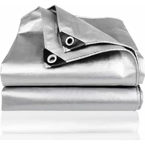 Jusch – Bâche de protection 3x4m – Indéchirable et imperméable – Œillets en aluminium tous les 100 cm – Protection pour bois, remorques et voitures (1/4)