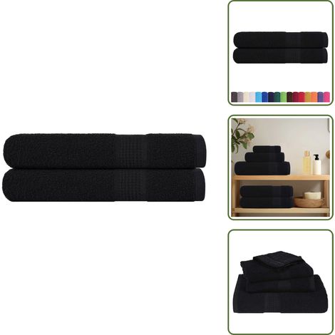 The Living Store Saunatücher FROGN 2 Stk. Schwarz 80x200 cm 360 g/m² - Saunatücher (1/5)
