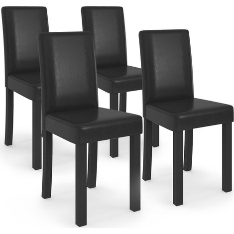 Idmarket – Lot de 4 chaises noires en polyuréthane – Dossier ergonomique – Assise large 9 cm – Dimensions 61x43x94 cm – Montage facile (1/5)