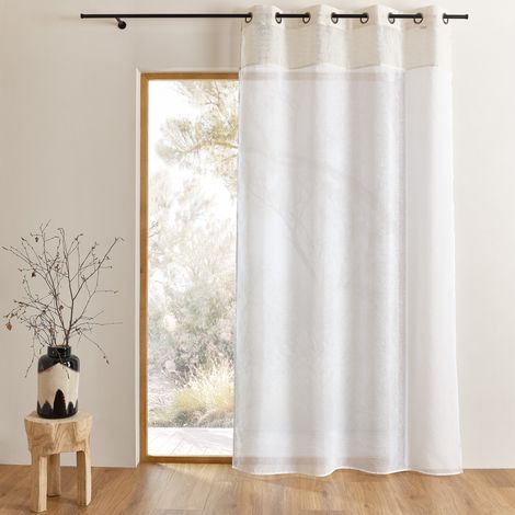 Voilage lumineux bicolore à oeillets Blanc 140x240 cm