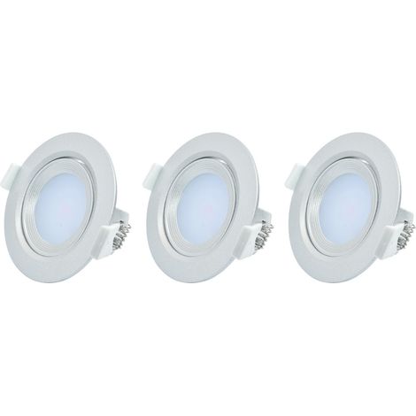 Lot de 3 spots leds intégré 5W aluminium encastrement orientables (1/2)