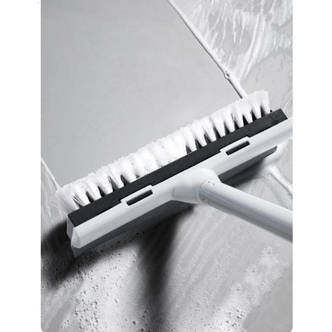 BDD Brosse à récurer avec manche de 127 cm de long, raclette et brosse 2 en 1, brosse pour baignoire et carrelage pour nettoyer les salles de bains, les terrasses, les cuisines, les murs et les terras (1/5)